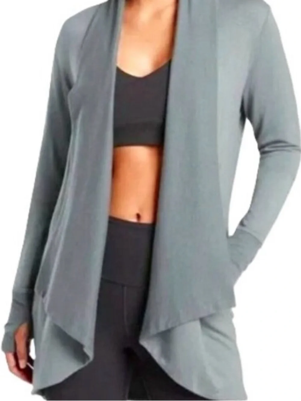 ATHLETA NIRVANA PRANAYAMA WRAP CARDIGAN - Minimalistic Grey - Size L - Picture 1 of 4